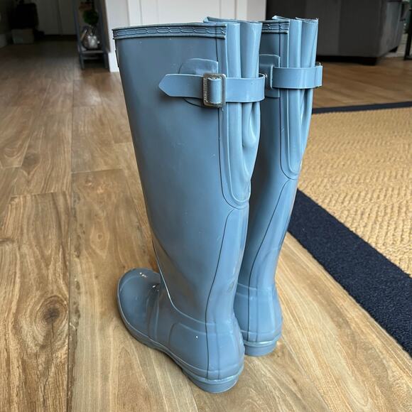 Hunter Original Back Adjustable Tall Gloss Boot Women's Size 8 Blue - Picture 2 of 14